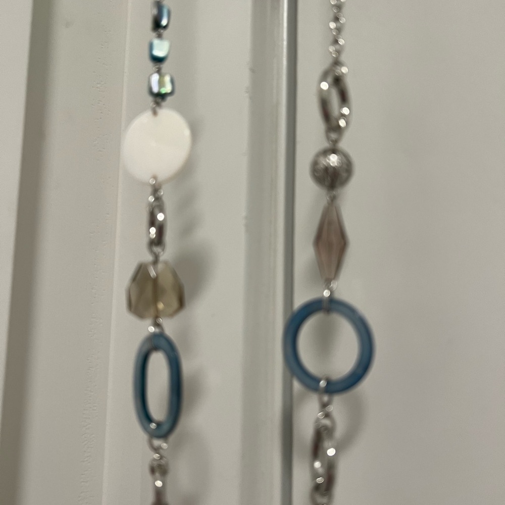 Lia Sophia silver, light blue and white necklace